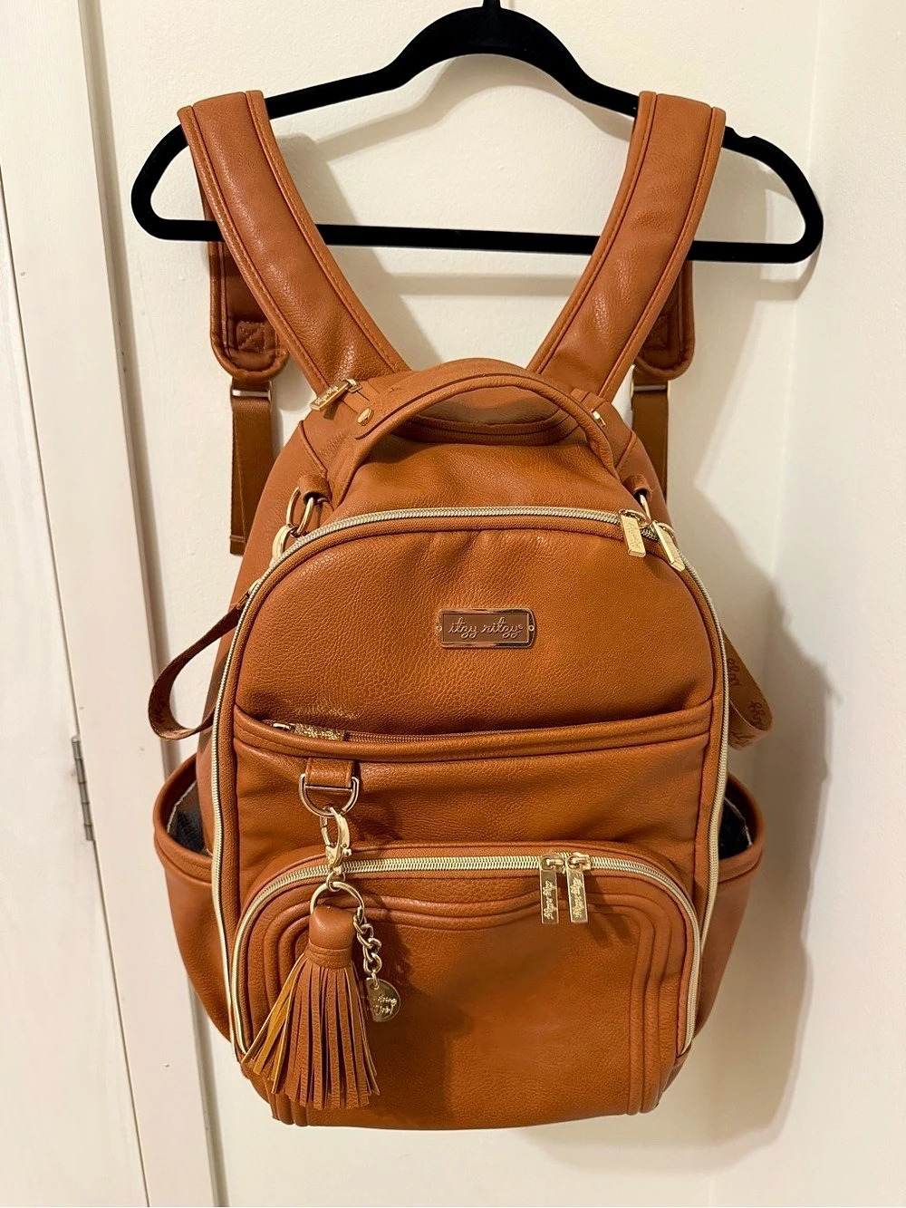 Itzy Ritzy Boss Plus Large Diaper Bag Backpack Cognac